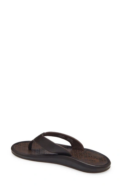 Shop Olukai Ilikai Flip Flop In Dk Wood / Dk Wood