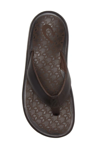 Shop Olukai Ilikai Flip Flop In Dk Wood / Dk Wood