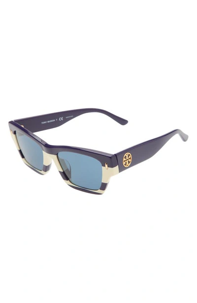 Tory Burch 52mm Rectangular Sunglasses In Navy Vintage