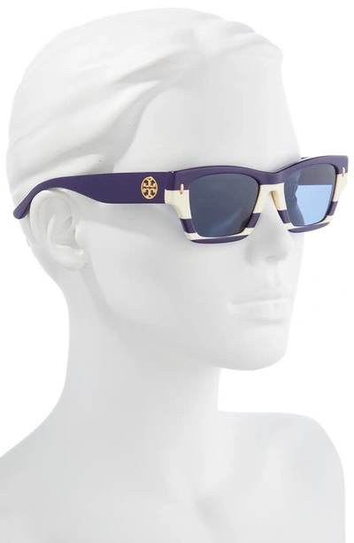 Tory Burch 52mm Rectangular Sunglasses In Navy Vintage