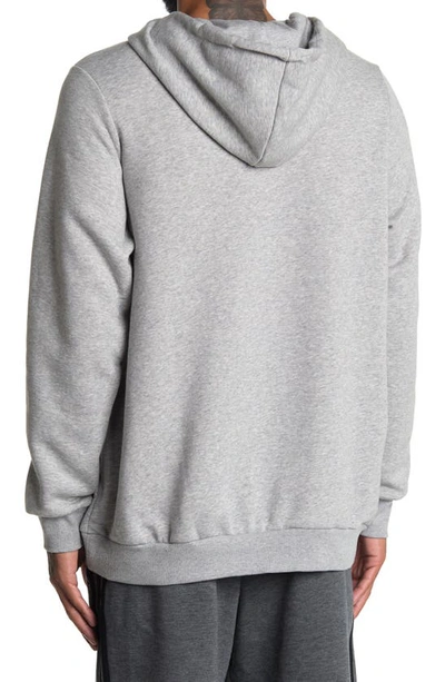 Shop Adidas Originals Logo Hoodie In Medium Grey Heather/white