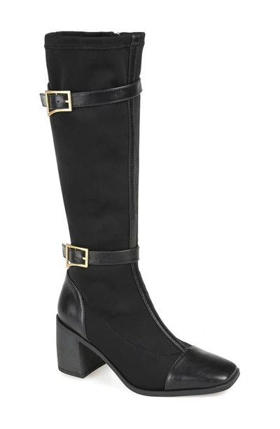 Journee Collection Womens Gaibree Stacked Heel Knee High Boots In Black