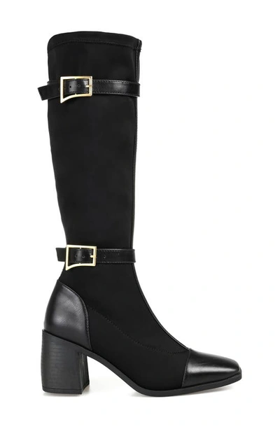 Journee Collection Womens Gaibree Stacked Heel Knee High Boots In Black