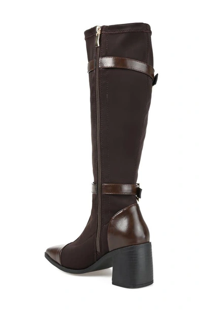 Journee Collection Womens Gaibree Stacked Heel Knee High Boots In Chocolate