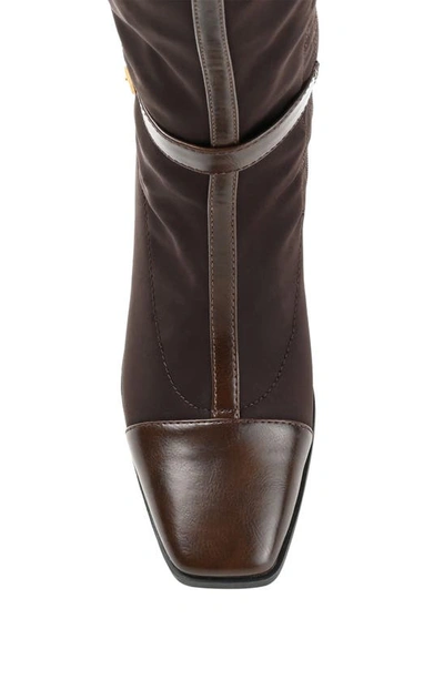 Journee Collection Womens Gaibree Stacked Heel Knee High Boots In Chocolate