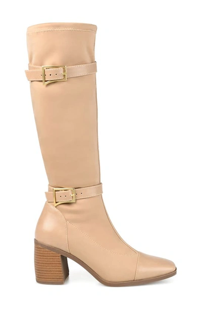 Journee Collection Womens Gaibree Stacked Heel Knee High Boots In Beige