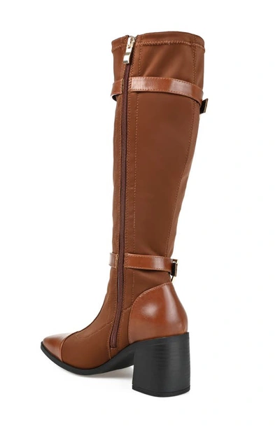 Journee Collection Womens Gaibree Stacked Heel Knee High Boots In Brown