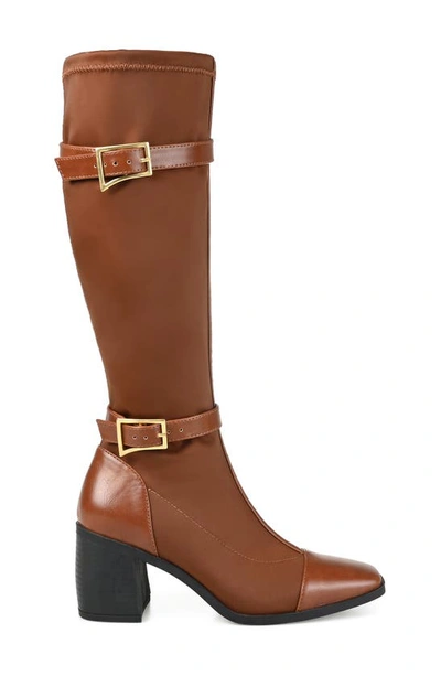 Journee Collection Womens Gaibree Stacked Heel Knee High Boots In Brown