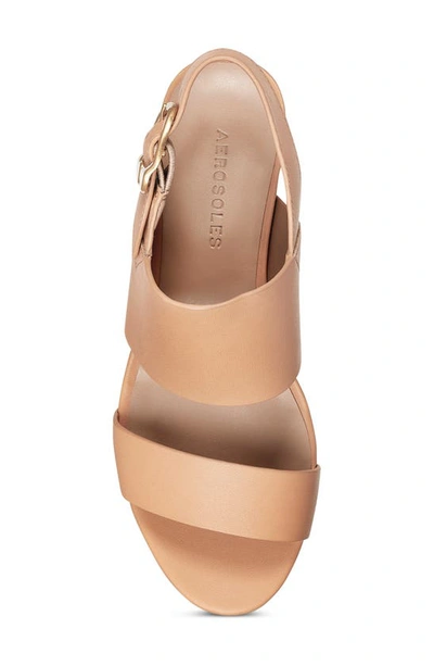 Aerosoles Camera Platform Sandal In Nude Leather