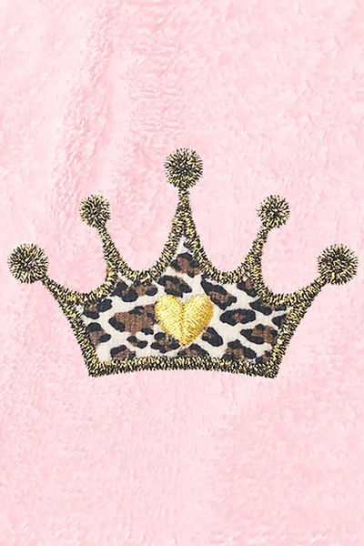 Linum Home Textiles Cheetah Crown Design Embroidered Terry Bathrobe In Pink