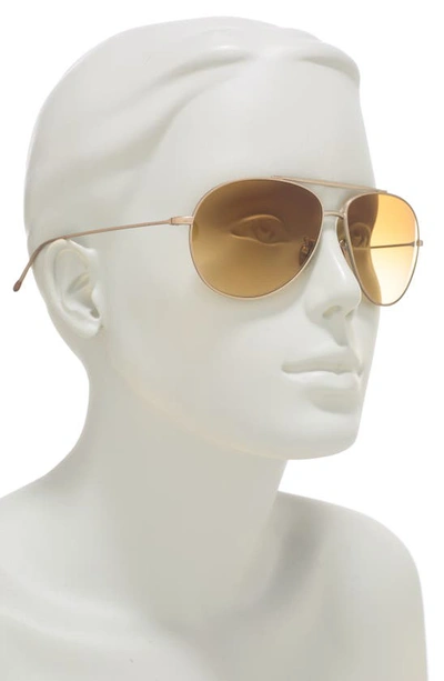Shop Emporio Armani 61mm Aviator Sunglasses In Matte Bronze / Yellow Gradient