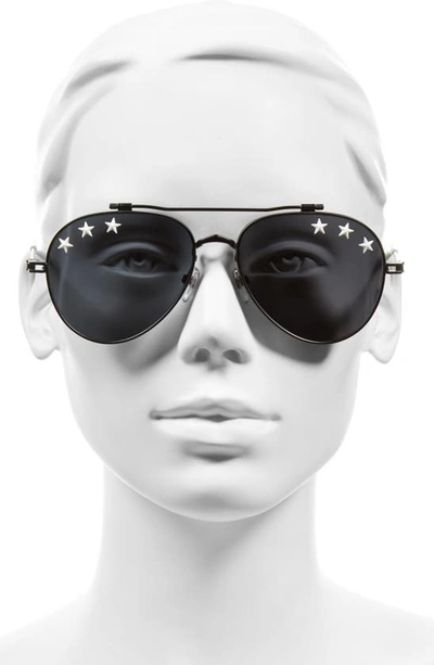 Shop Givenchy Star Detail 58mm Mirrored Aviator Sunglasses In Black/ Black