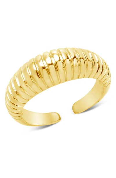 Sterling Forever Ribbed Open Bombe Ring In Gold