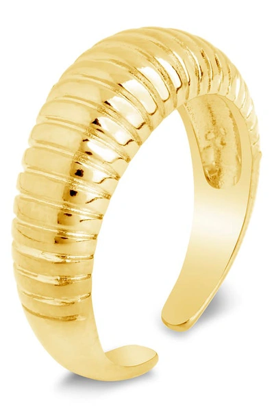 Sterling Forever Ribbed Open Bombe Ring In Gold