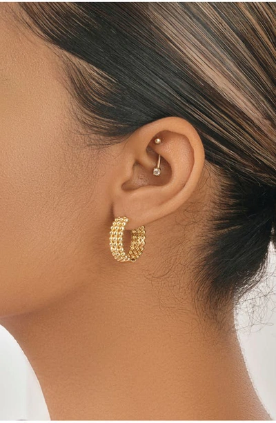 Sterling Forever Three Row Bubble Hoops In Gold