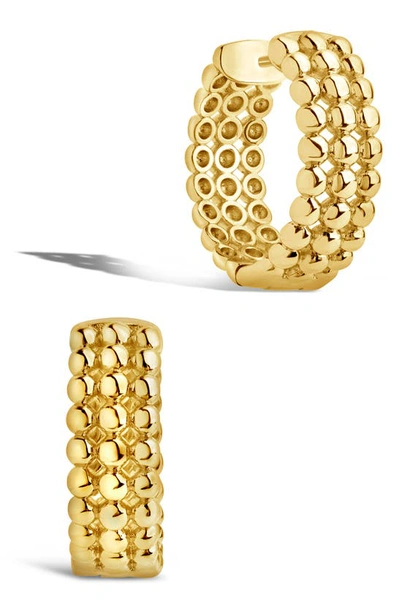 Sterling Forever Three Row Bubble Hoops In Gold