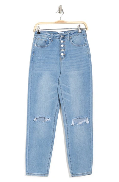 Shop Abound Button Fly Sustainable Distressed Mom Jeans In Light Stone Wash