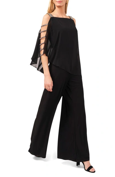 Shop Chaus Overlay Ladder Sleeve Jumpsuit In Metal Grey