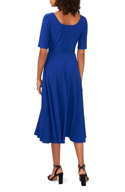Chaus Elbow Sleeve Fit & Flare Knit Midi Dress In Blue