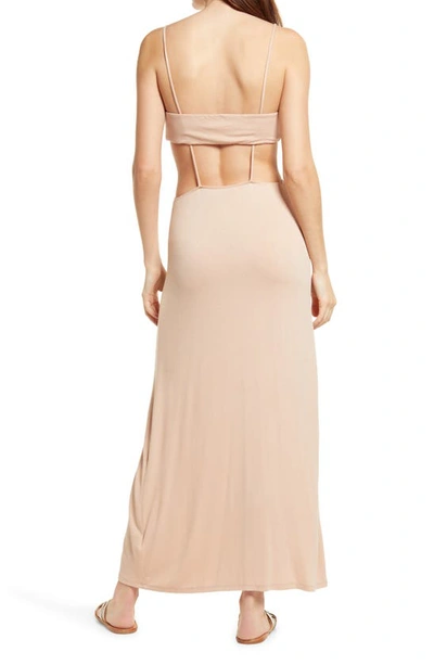 Free People Piper Cut-out Detail Stretch-woven Midi Dress In Natural Dk