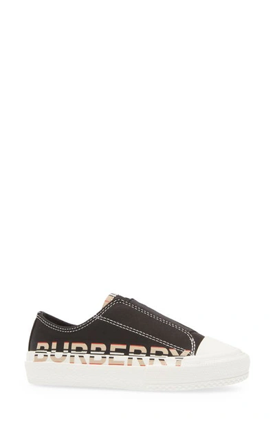 Shop Burberry Larkhall Logo Stripe Slip-on Sneaker In Black