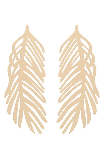 Shop Melrose And Market Statement Feather Earrings In Gold
