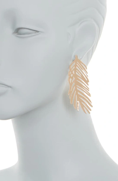 Shop Melrose And Market Statement Feather Earrings In Gold