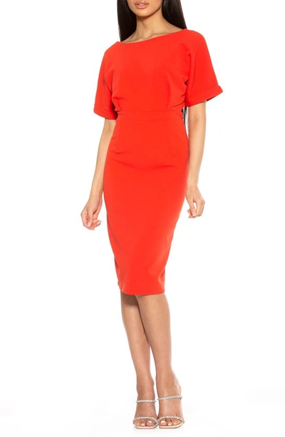 Shop Alexia Admor Dolman Sleeve Sheath Dress In Apricot