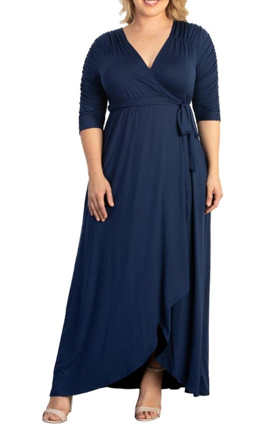 Kiyonna Meadow Dream Wrap Maxi Dress In Blue