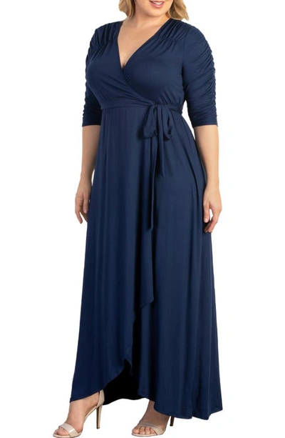 Kiyonna Meadow Dream Wrap Maxi Dress In Blue