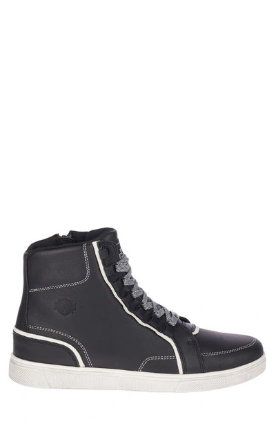 Shop Harley Davidson Pelham Leather Moto High Top Sneaker In Black White Trim