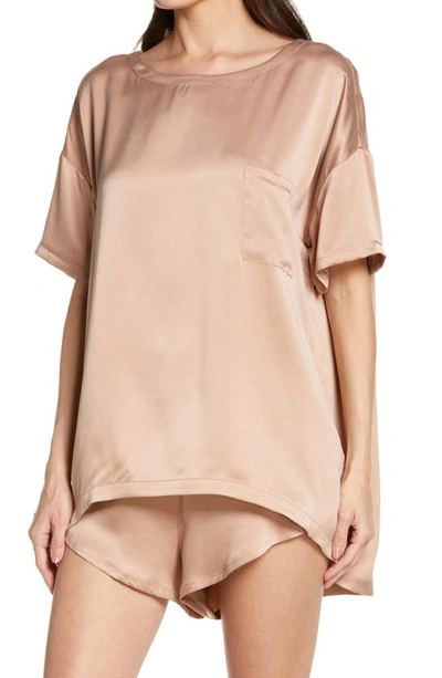 Shop Lunya Washable Silk Short Pajamas In Otium Tan