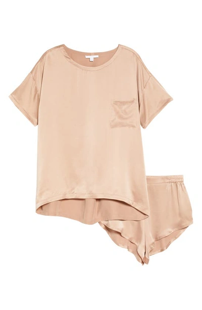 Shop Lunya Washable Silk Short Pajamas In Otium Tan