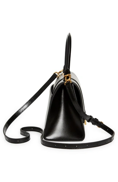 Shop Balenciaga Small Hourglass Leather Top Handle Bag In Black