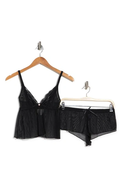 Rachel Roy Soft Cup Camidoll Set In 4/ Black