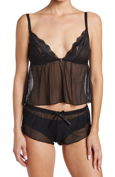 Rachel Roy Soft Cup Camidoll Set In 4/ Black