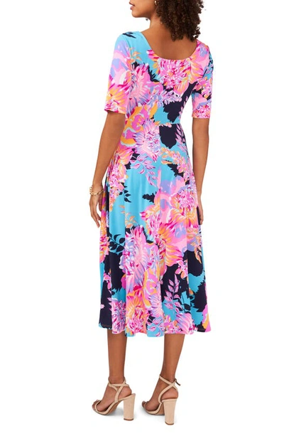Chaus Floral Tie Front Sleeveless Jersey Dress In Aqua