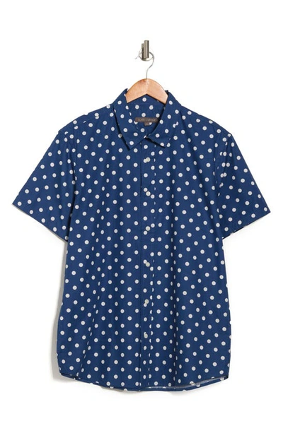 Shop Slate And Stone Short Sleeve Printed Poplin Shirt In White Polka Dot Print