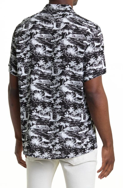 Shop Slate And Stone Tropical Short Sleeve Shirt In Black White Resort Print