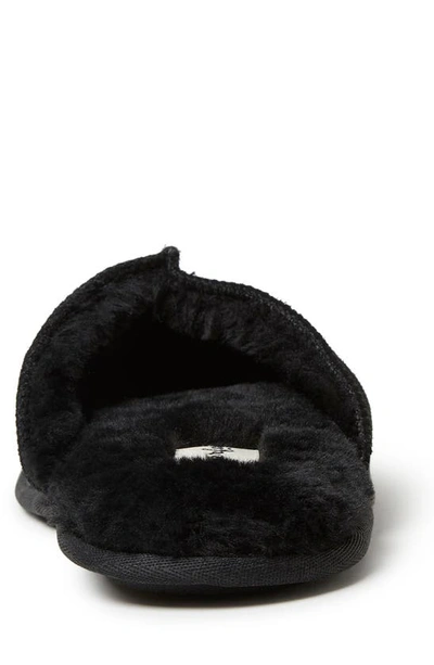 Shop Dearfoams Suede Faux Fur Lined Scuff Slipper In Black