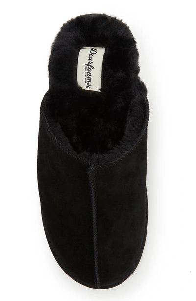 Shop Dearfoams Suede Faux Fur Lined Scuff Slipper In Black