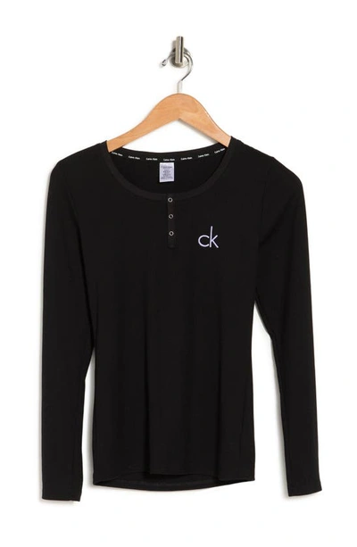 Shop Calvin Klein Long Sleeve Rib Jogger Pajama Set In 001 Black