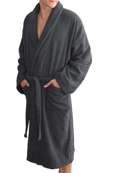 Linum Home Textiles Unisex Herringbone Weave Bathrobe In Gray