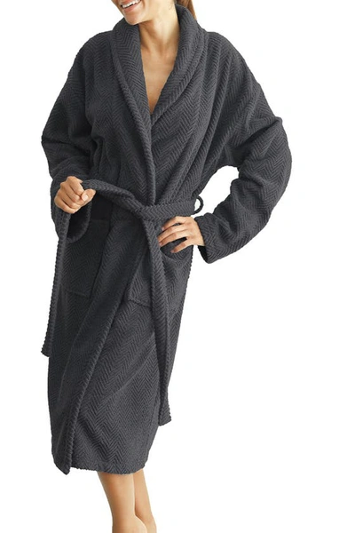 Linum Home Textiles Unisex Herringbone Weave Bathrobe In Gray
