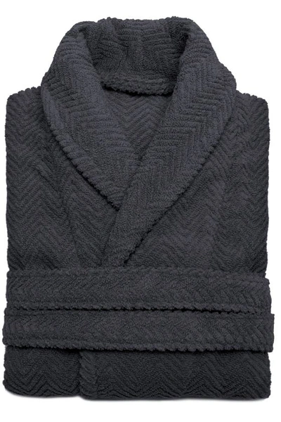 Linum Home Textiles Unisex Herringbone Weave Bathrobe In Gray