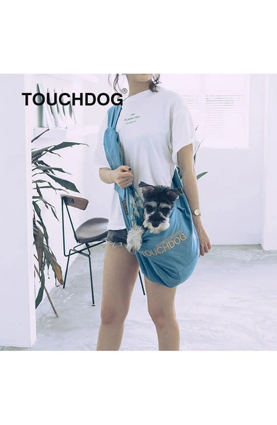 Shop Touchdog Paw-ease Over-the-shoulder Sling Pet Carrier In Blue