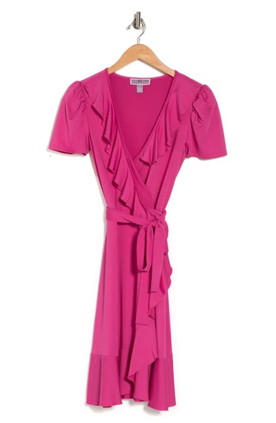 Shop Love By Design Viola Faux Wrap Mini Dress In Very Berry