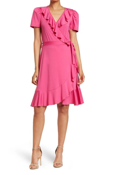 Shop Love By Design Viola Faux Wrap Mini Dress In Very Berry