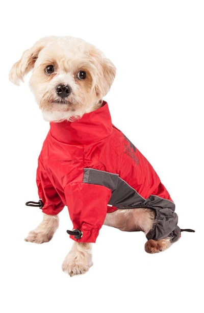 Touchdog Quantum-ice Full-bodied Adjustable And 3m Reflective Dog Jacket In Red Charcoal Grey