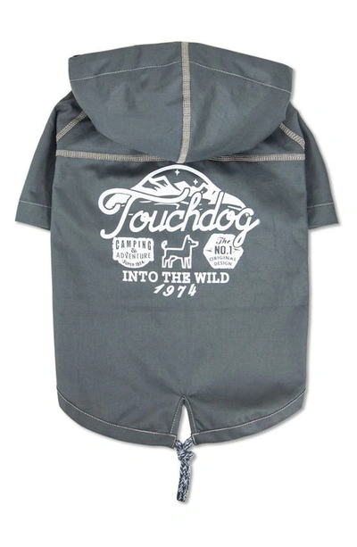 Touchdog 'cloudburst' Waterproof Reversible Dog Raincoat In Gray